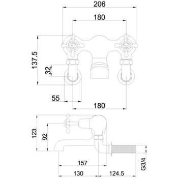 Burlington Claremont Bath Filler Wall Mounted